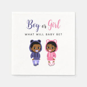 African American Pink and Blue Hoodie Baby Party Napkin