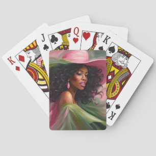 African American Pink and Green Playing Cards