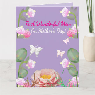 African American Pink Floral Mother's Day Card