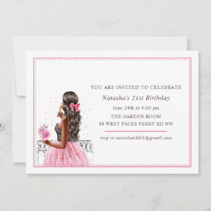 African American Pink Party Birthday Invitation