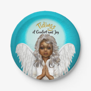 African American Praying Angel Paper Plate
