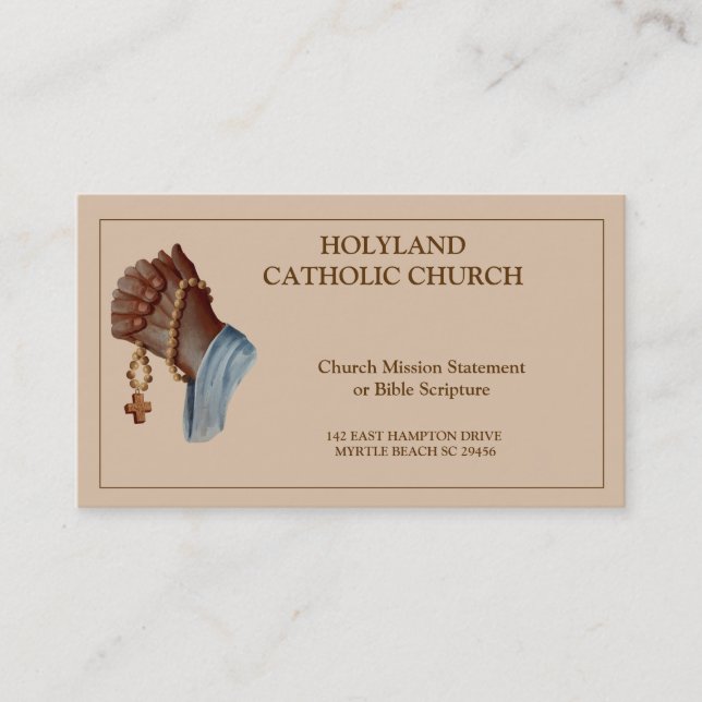 African American Praying Hands Catholic church   Business Card (Front)