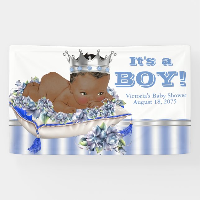 African American Prince Baby Shower Banner (Horizontal)