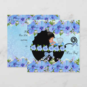 African American Prince Baby Shower Boy Blue Invitation