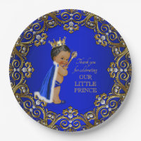 African American Prince Baby Shower Paper Plates