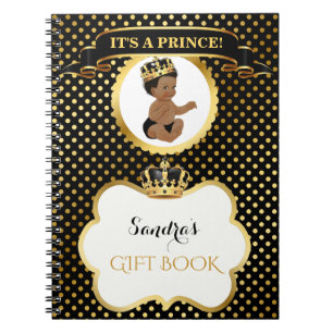 African American Prince Royal Black Gold Gift Notebook