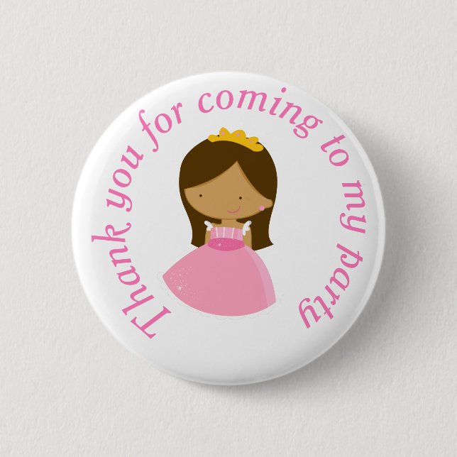 African American Princess and Dragon Birthday 2 Inch Round Button (Front)