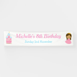 African American Princess and Dragon Birthday Banner