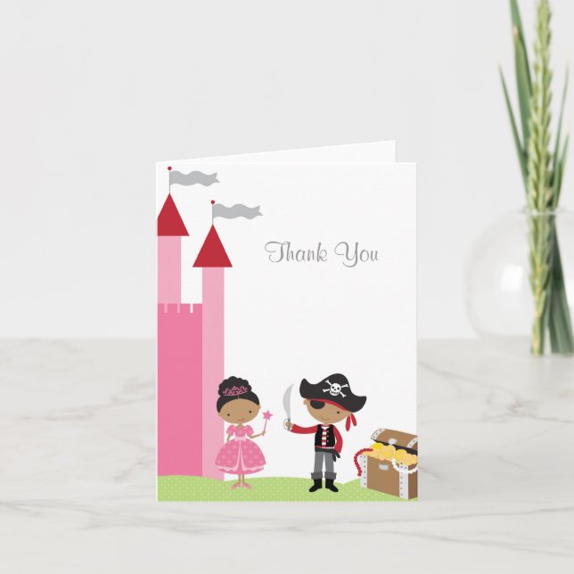 African American Princess and Pirate Note Card (Front)