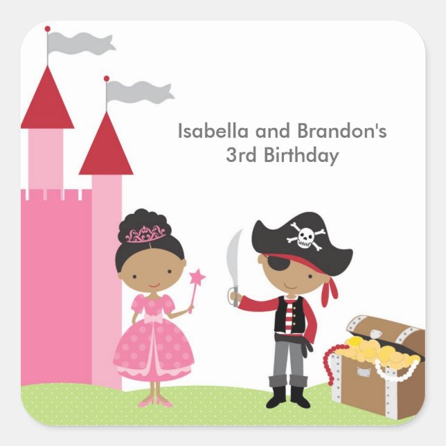African American Princess and Pirate Stickers (Front)