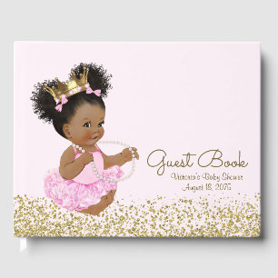 African American Princess Baby Shower Guest Book