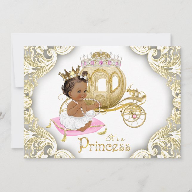African American Princess Baby Shower Invitations (Devant)