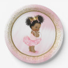 African American Princess Baby Shower Paper Plates