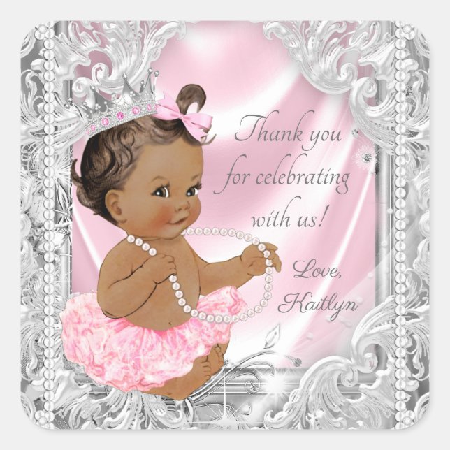 African American Princess Baby Shower Stickers (Front)