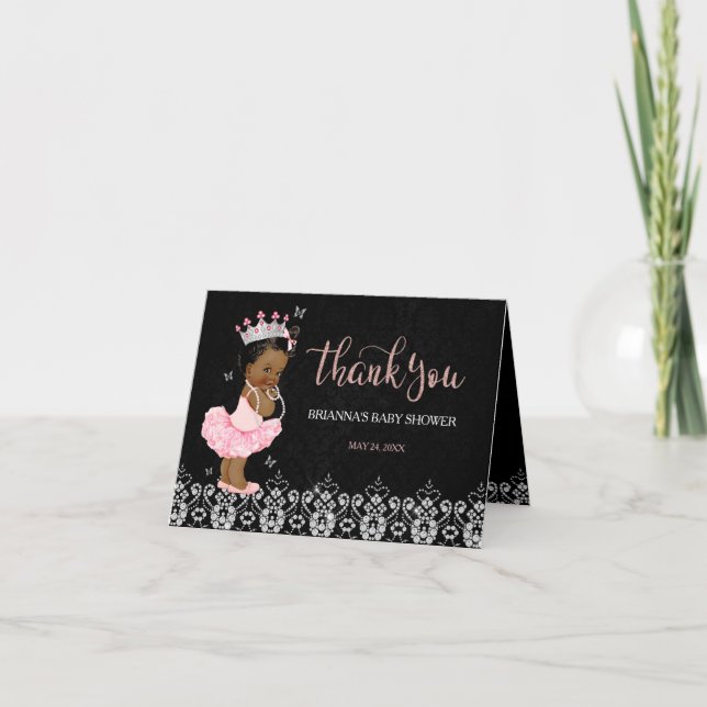 African American Princess Baby Shower Thank You (Front)