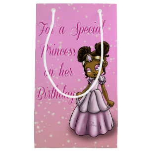 African American Princess Birthday Small Gift Bag