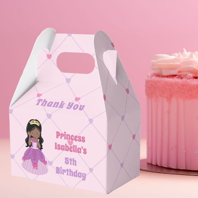 African American Princess Cute Pink Birthday Party Favor Box (Creator Uploaded)