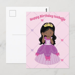 African American Princess Girl Custom Birthday Postcard