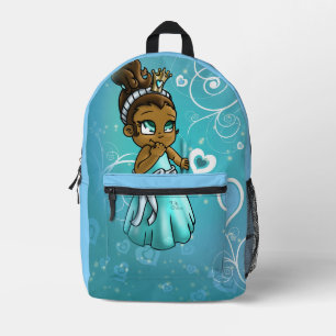 African American Princess Hearts Printed Backpack