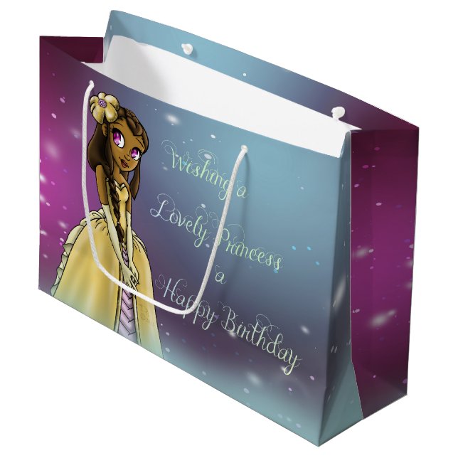 African American Princess Large Gift Bag (Front Angled)