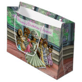 African American Princesses Birthday Large Gift Bag (Front Angled)