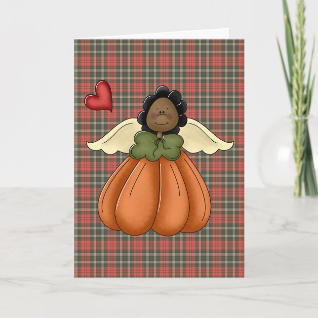 african american pumpkin angel holiday card (Front)