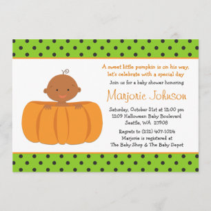 African American Pumpkin Baby Shower Invitation