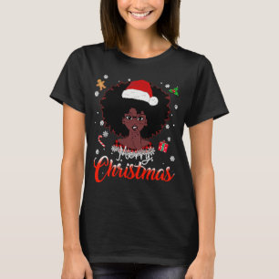 African American Pyjamas Melanin Christmas Santa H T-Shirt