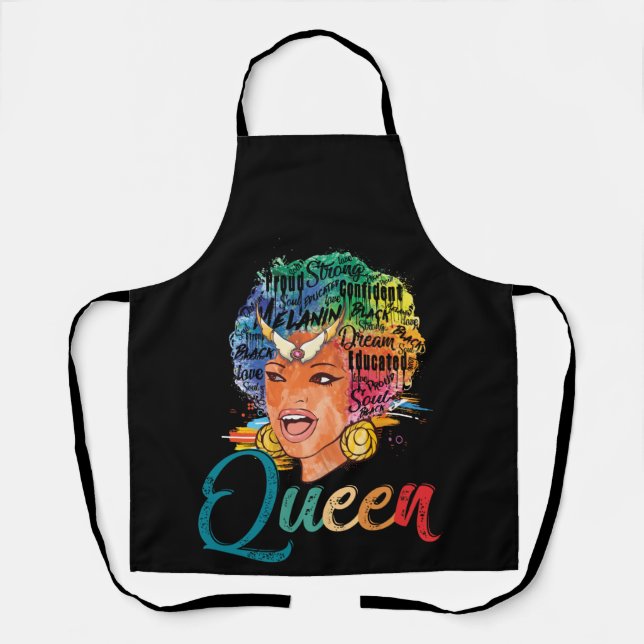 African American Queen Educated Strong Black Women Apron (Front)
