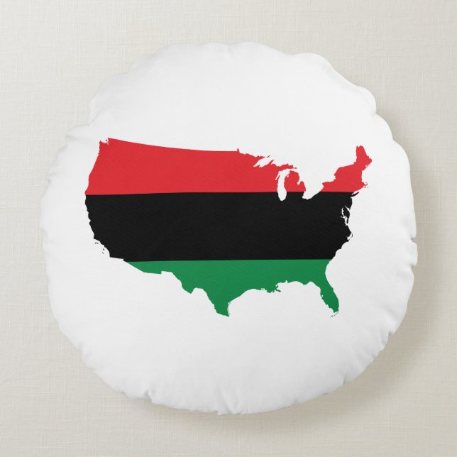 African American _ Red, Black & Green Colours Round Pillow (Front)