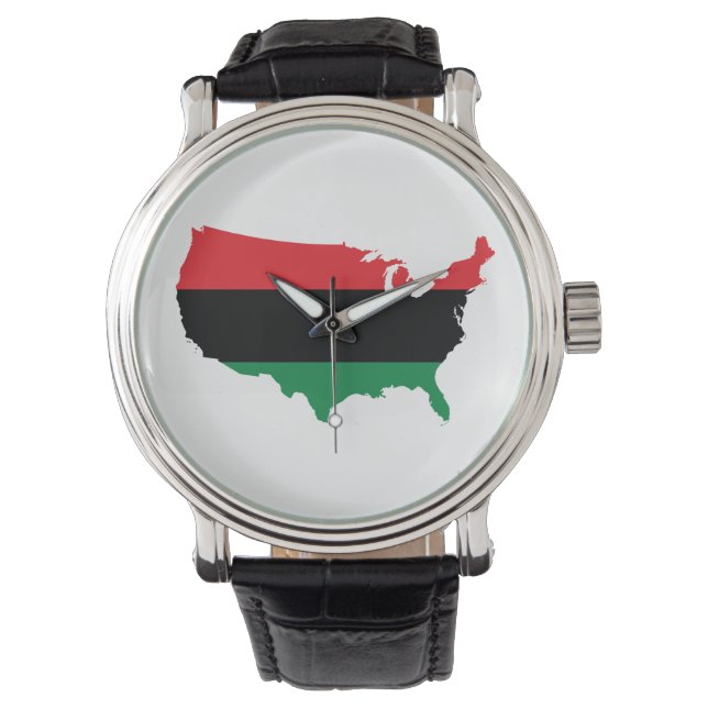 African American _ Red, Black & Green Colours Watch (Front)