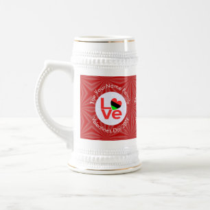 African American Red Letters LOVE Flag Personalize Beer Stein
