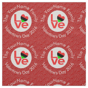 African American Red Letters LOVE Flag Personalize Fabric