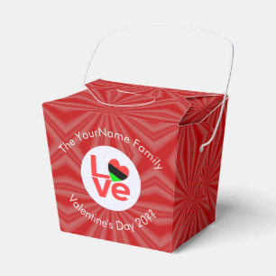 African American Red Letters LOVE Flag Personalize Favor Box