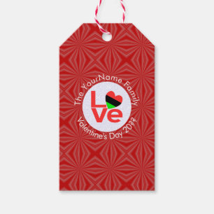 African American Red Letters LOVE Flag Personalize Gift Tags
