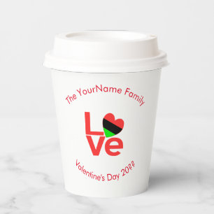 African American Red Letters LOVE Flag Personalize Paper Cups