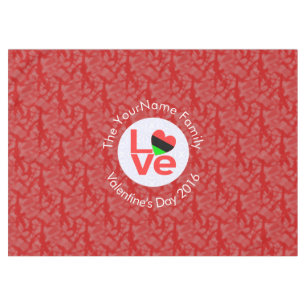 African American Red Letters LOVE Flag Personalize Tablecloth