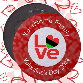 African American Red LOVE Flag Personalized 6 Inch Round Button