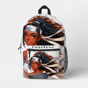 African-American Samurai Fearless Fighter Printed Backpack