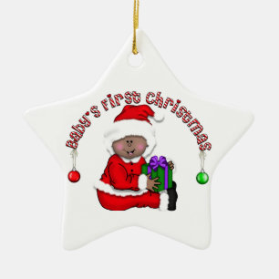 African American Santa Baby 1st Christmas Ornament