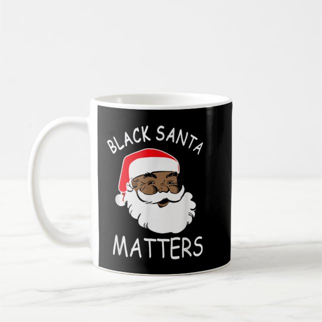 African American Santa Black Matters Christmas Paj Coffee Mug (Left)