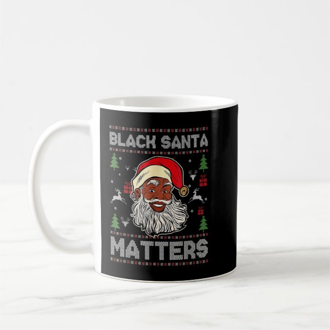 African American Santa Black Matters Christmas Paj Coffee Mug (Left)