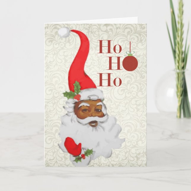 African American Santa Christmas Card (Front)