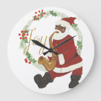 African American Santa Christmas Clock