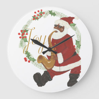 African American Santa Christmas Clock