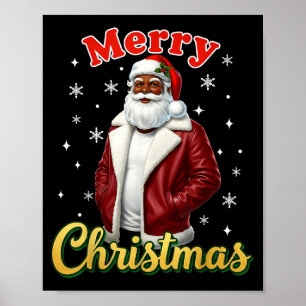 African American Santa Christmas Cool Black X-mas Poster