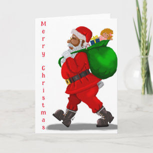 African American Santa Christmas Greeting Card
