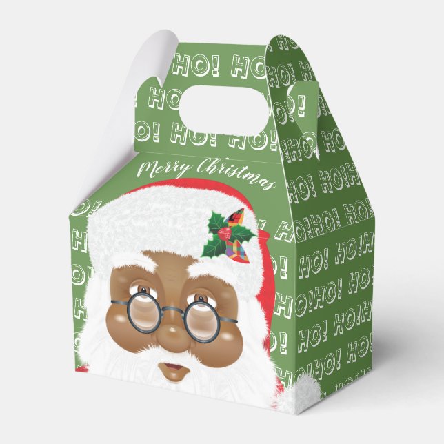 African American Santa Christmas Holiday Party Favor Box (Front Side)