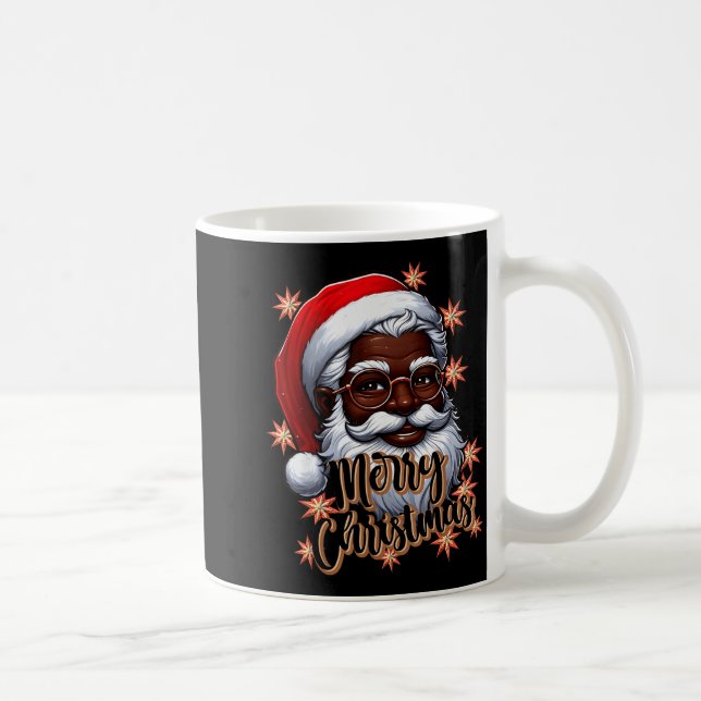 African American Santa Christmas Pajama Black X-ma Coffee Mug (Right)