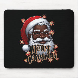 African American Santa Christmas Pajama Black X-ma Mouse Pad